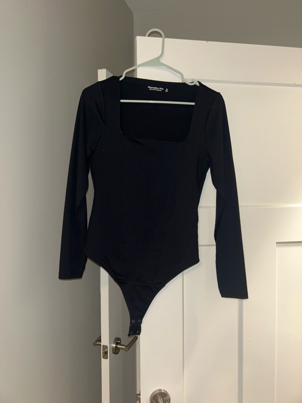 Abercrombie & Fitch Black Long Sleeve Square-Neck Bodysuit